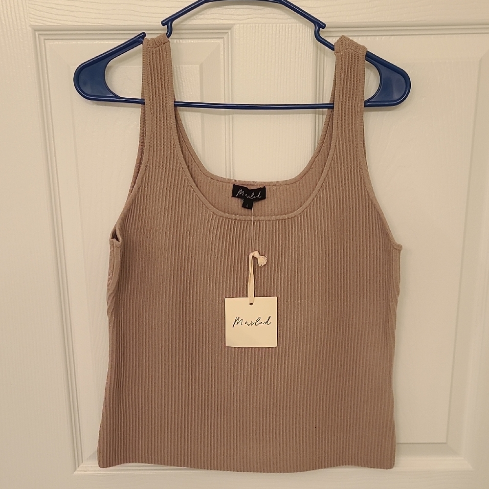 Marled Beige Ribbed Women's Tank Top